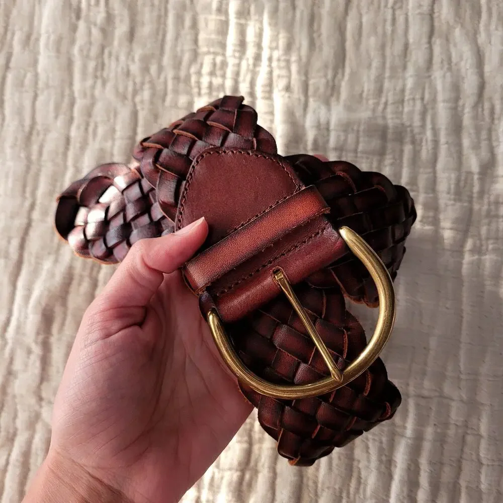 Madewell Wide Waist Braided Woven  Leather belt XS/S